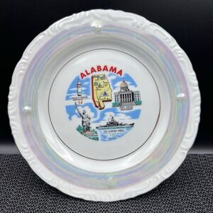 Vintage Alabama Souvenir Decorative Wall Plate Dixie Japan Lusterware Rocket Cen